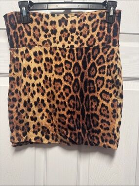 Lily Rose Leopard Print Bodycon Mini Skirt in Brown and Black